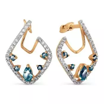 Серьги с топазами и фианитами Линии Любви