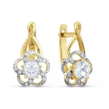 Серьги с топазами и фианитами Линии Любви