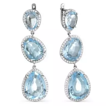 Серьги с топазами и фианитами Линии Любви