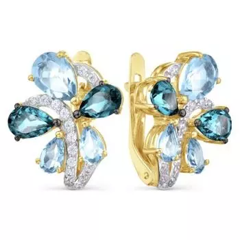 Серьги с топазами и фианитами Линии Любви