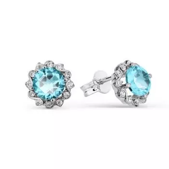 Серьги с топазами и фианитами Линии Любви