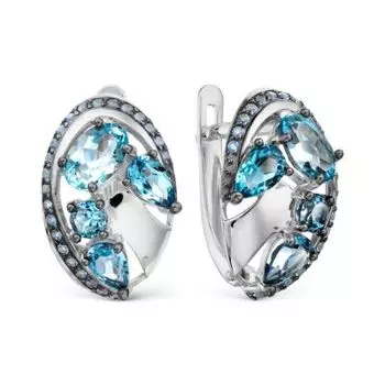 Серьги с топазами и фианитами Линии Любви