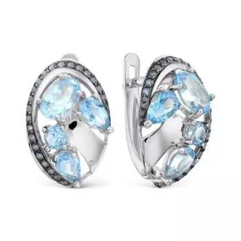 Серьги с топазами и фианитами Линии Любви