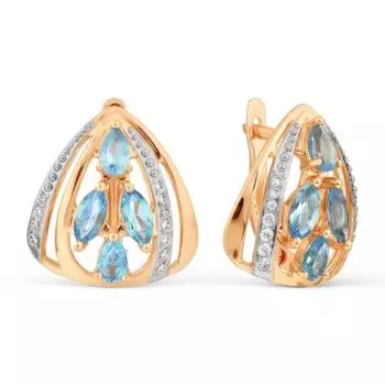 Серьги с топазами и фианитами Линии Любви