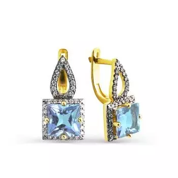 Серьги с топазами и фианитами Линии Любви