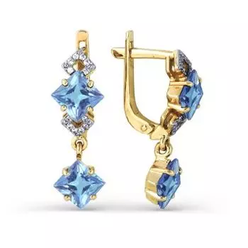 Серьги с топазами и фианитами Линии Любви