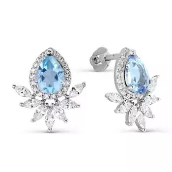 Серьги с топазами и фианитами Линии Любви