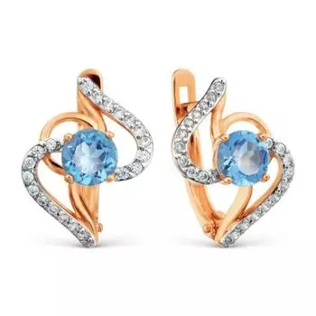 Серьги с топазами и фианитами Линии Любви