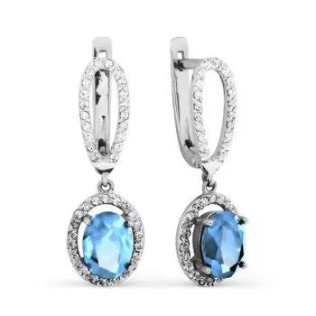 Серьги с топазами и фианитами Линии Любви