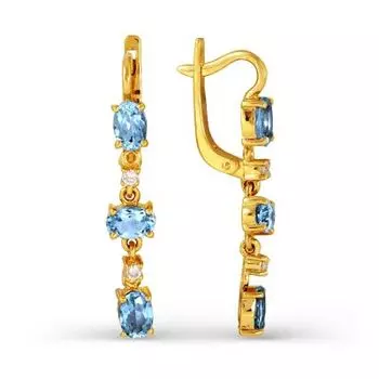 Серьги с топазами и фианитами Линии Любви