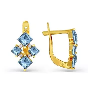 Серьги с топазами и фианитами Линии Любви