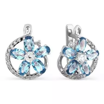 Серьги с топазами и фианитами Линии Любви