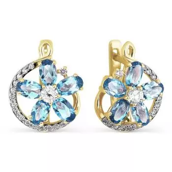 Серьги с топазами и фианитами Линии Любви