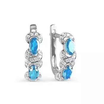 Серьги с топазами и фианитами Линии Любви