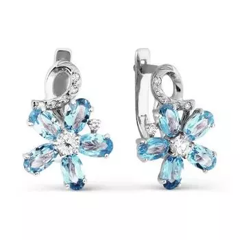 Серьги с топазами и фианитами Линии Любви