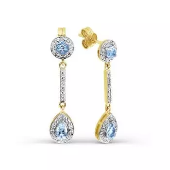 Серьги с топазами и фианитами Линии Любви