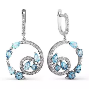 Серьги с топазами и фианитами Линии Любви