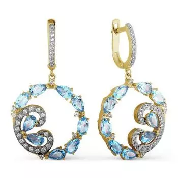 Серьги с топазами и фианитами Линии Любви