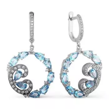 Серьги с топазами и фианитами Линии Любви