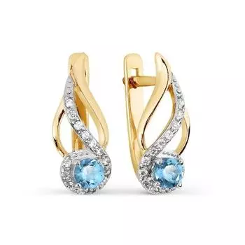 Серьги с топазами и фианитами Линии Любви