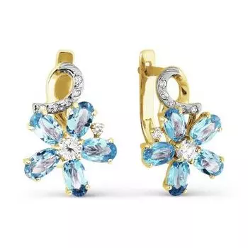 Серьги с топазами и фианитами Линии Любви