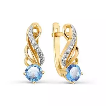 Серьги с топазами и фианитами Линии Любви