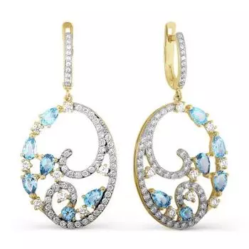 Серьги с топазами и фианитами Линии Любви