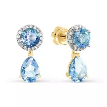 Серьги с топазами и фианитами Линии Любви