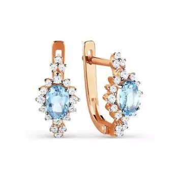 Серьги с топазами и фианитами Линии Любви