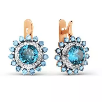 Серьги с топазами и фианитами Линии Любви