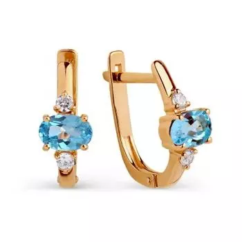 Серьги с топазами и фианитами Линии Любви