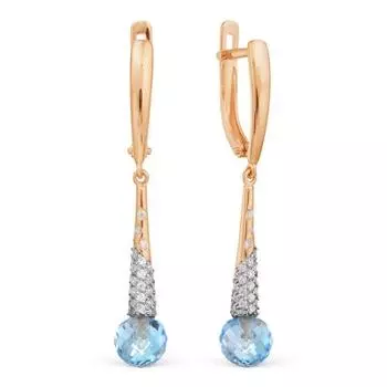 Серьги с топазами и фианитами Линии Любви