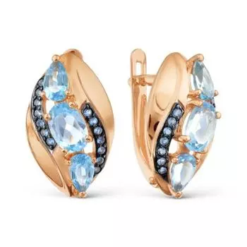 Серьги с топазами и фианитами Линии Любви