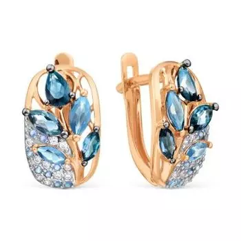 Серьги с топазами и фианитами Линии Любви