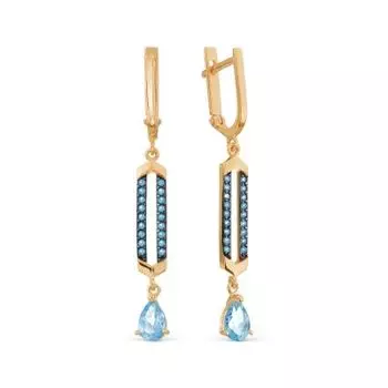 Серьги с топазами и фианитами Линии Любви