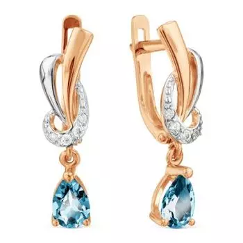 Серьги с топазами и фианитами Линии Любви