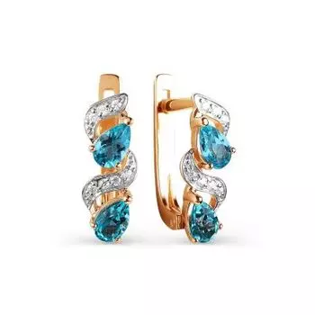 Серьги с топазами и фианитами Линии Любви