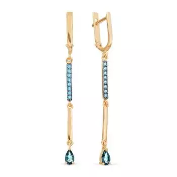 Серьги с топазами и фианитами Линии Любви