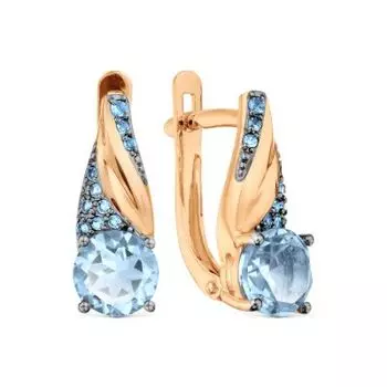 Серьги с топазами и фианитами Линии Любви