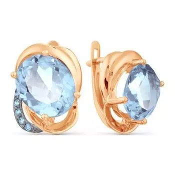 Серьги с топазами и фианитами Линии Любви