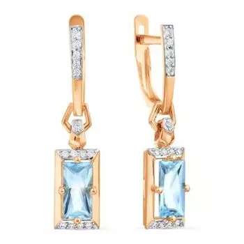 Серьги с топазами и фианитами Линии Любви