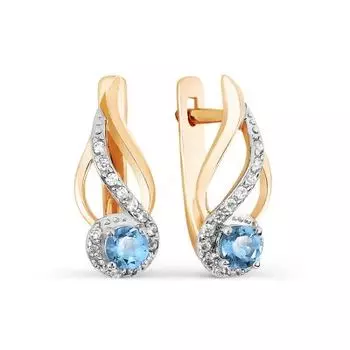 Серьги с топазами и фианитами Линии Любви