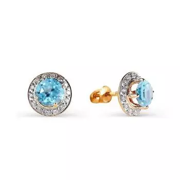 Серьги с топазами и фианитами Линии Любви