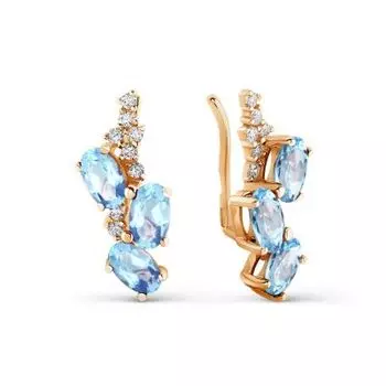 Серьги с топазами и фианитами Линии Любви