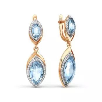 Серьги с топазами и фианитами Линии Любви