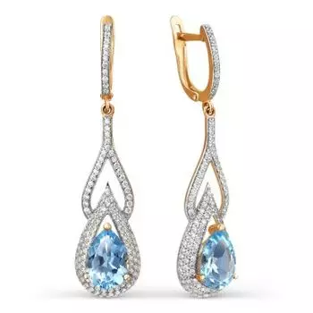 Серьги с топазами и фианитами Линии Любви