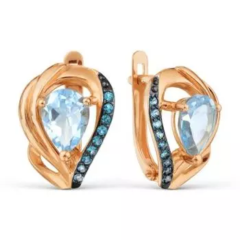 Серьги с топазами и фианитами Линии Любви