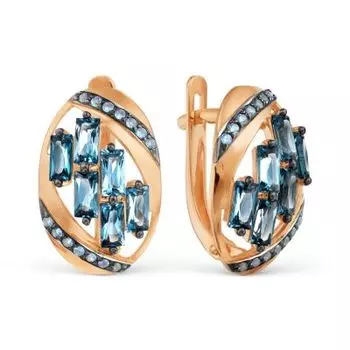 Серьги с топазами и фианитами Линии Любви