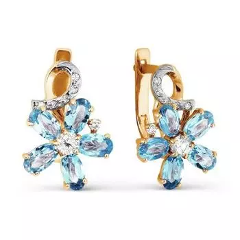 Серьги с топазами и фианитами Линии Любви