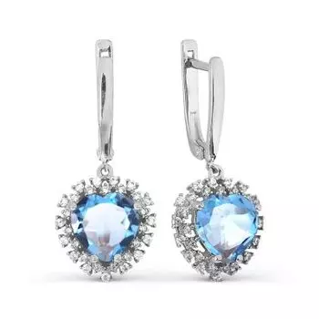 Серьги с топазами и фианитами Линии Любви